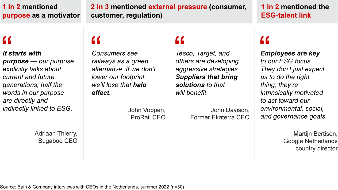 While internal purpose and external pressure motivate ESG agendas, the war for talent is becoming a key competitive factor